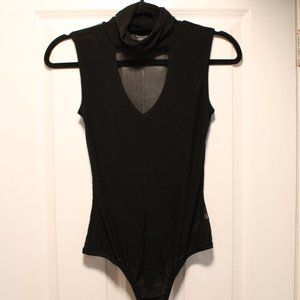 Black mesh body suit with Cut out at Chest